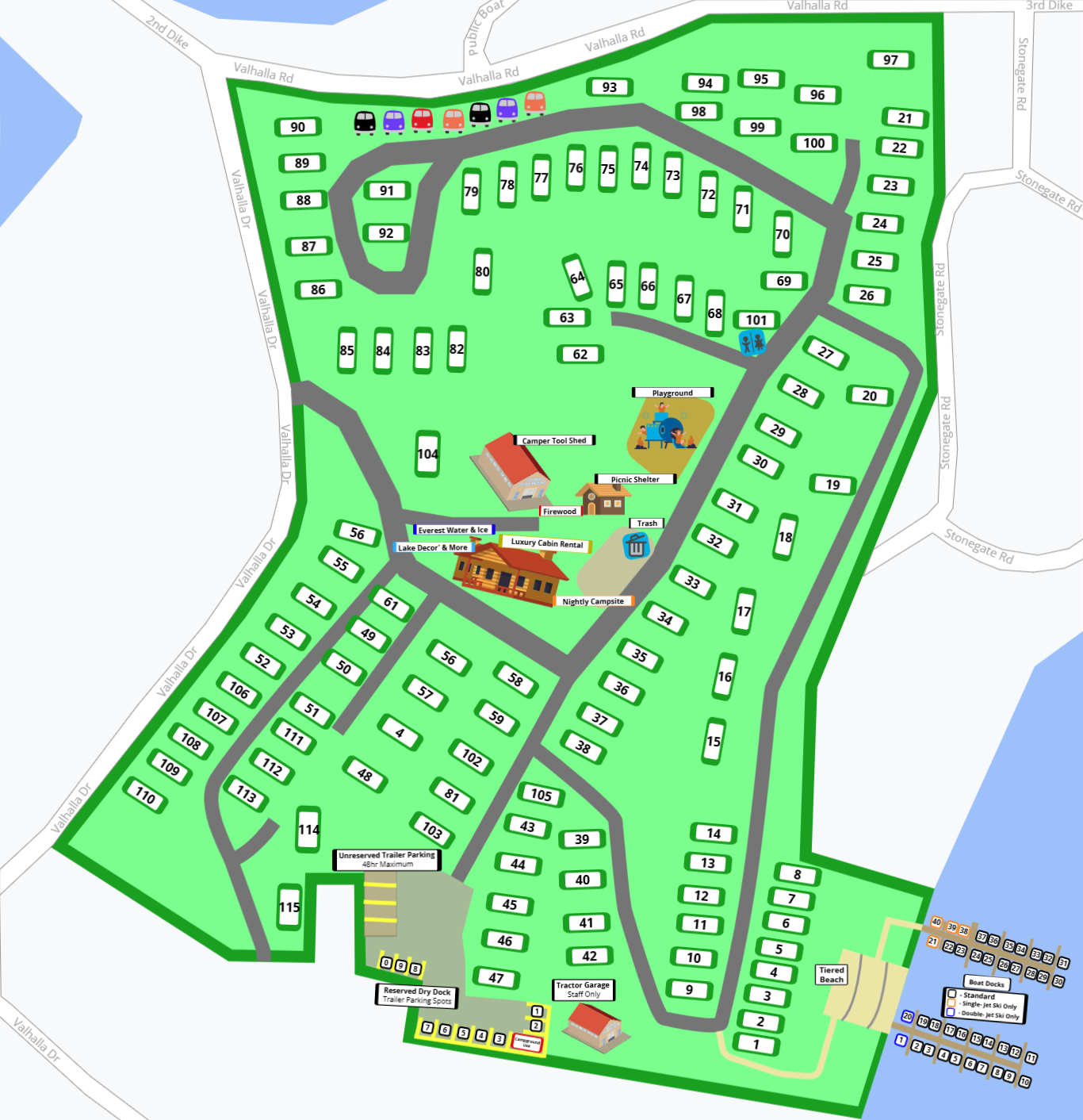 Valhalla Island Campground Full Map