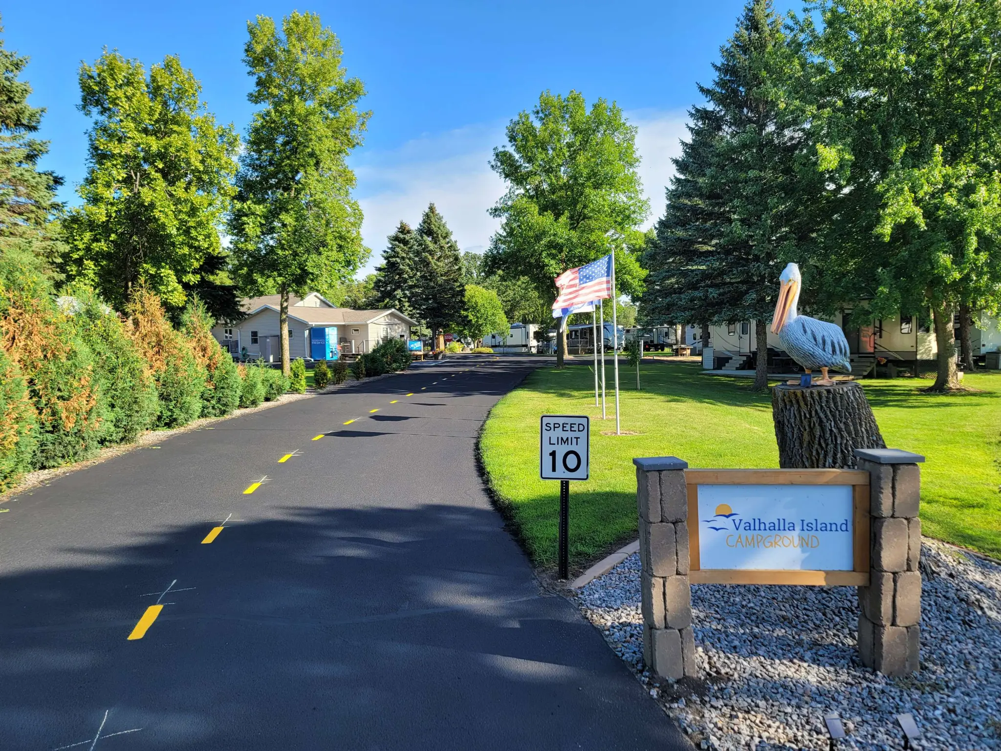 Valhalla Island Campground entrance road
